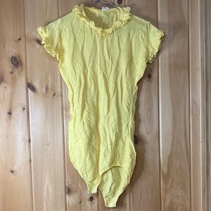 Vintage 70s yellow knit body suit